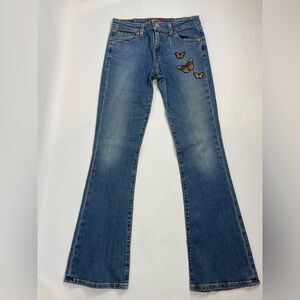 Levi's 518 Jeans, Women, Sz 7M, blue, Bootcut Jeans w Orange Butterfly Accent.